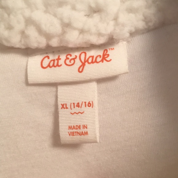 Cat and Jack Fuzzy White Vest with Hot Pink Piping - Picture 2 of 6